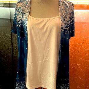 One Satan Light Blue with white inside top that’s connected Size L